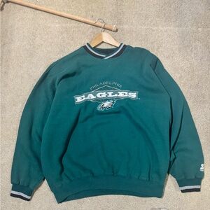STARTER Green Philadelphia Eagles Crewneck Sweater